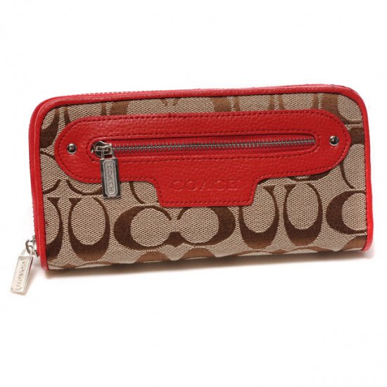 Coach Zip In Monogram Large Red Wallets DUL | Women